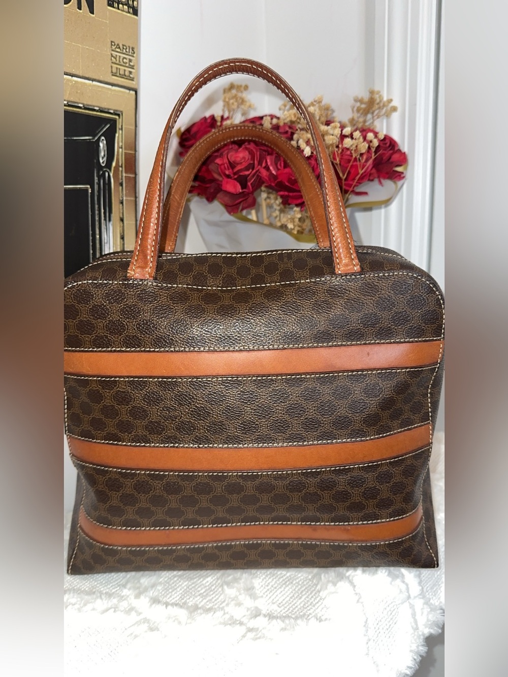 Celine Brown & Tan Signature Coated Canvas Briefcase - Picture 2 of 10